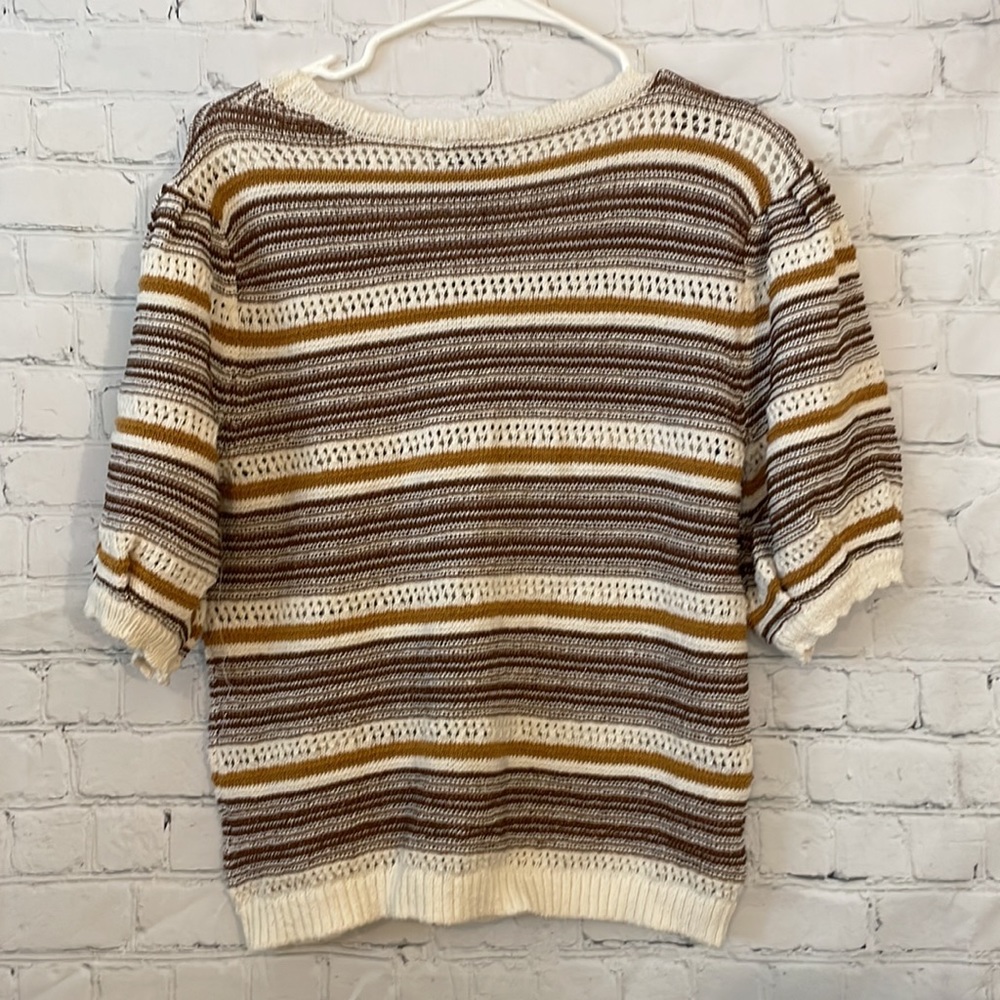 NWT House Of Harlow striped knit puff sleeve top - Picture 5 of 6